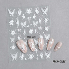 New 5D White Flower Butterfly Nail Decals Fashion DIY Reliefs Self Adhesive Decals Nail Art Stickers