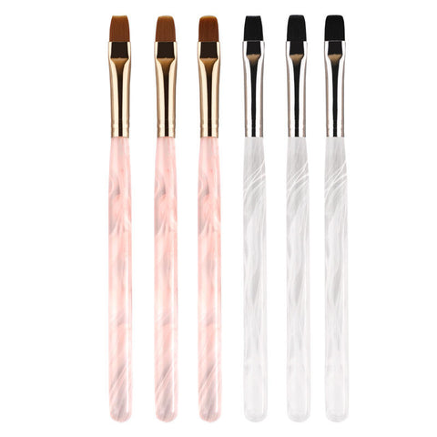 New Pink White Manicure Square Round Head Painting Pen Nylon Hair Acrylic Handle Light Therapy Nail Art Brush Manicure Tools