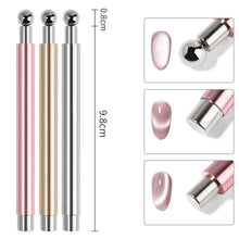 Cat Eye Magnetic Ball Aluminum Handle Cylindrical UV Gel Magnet Tools Double End Nail Design Tools