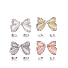 High Quality Half Side Cat's Eye Butterfly Nail Art Rhinestone Metal Nail Charms Bow Ornament 3D Nail Jewelry
