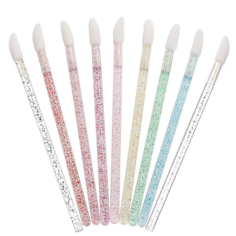 50pcs/bag Disposable Crystal Rod Lip Brush Short Oblique Head Lint Free Lip Gloss Brush Portable Lipstick Beauty Makeup Brushes