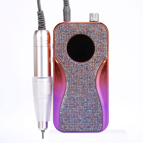 Shiny Rhinestone SG720 Rechargeable Nail Drill Rose Gold Purple Gradient Portable 45000RPM High Speed USB Nail Drill Machine