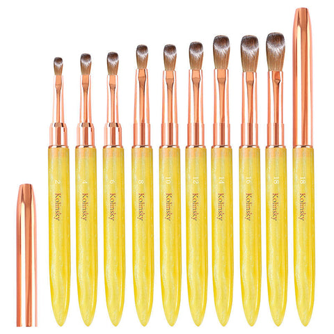 Professional New Yellow Acrylic Handle Mink Manicure Art Brush 99.99% Kolinsky Crystal Extension Carving Nail Art Brush