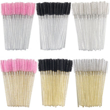 50pcs/bag Solid Crystal Handle Eyelash Extension Brush Colorful Disposable Nylon Hair Eyelash Brushes Tool