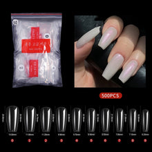 New 500PCS/BAG Flat Head Full Cover Nail Tips Transparent Natural Gel Extension Nail Tips for Nail Salon