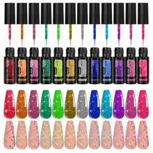 New 5ml/bottle Colorful Reflective Diamond Liner Gel Nail Art Fluorescent Glitter Nail Polish Gel Liner DIY Nail Art Painting