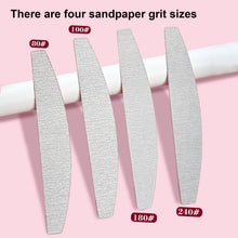 New Stainless Steel Nail File 50 Pcs/Bag Gray-White Replaceable Refilling Sandpaper Half Moon Metal Nail File