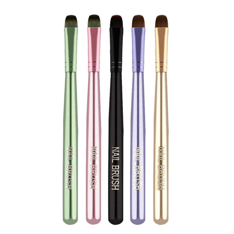 French Short Square Round Head Manicure Brush Nylon Hair Metal Handle UV Gel Brush for Nail Art Builder Gel