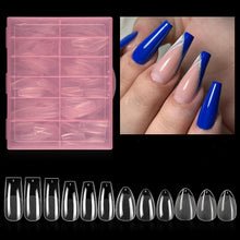 240pcs/box Semi-Matte Coffin Almond False Nail Tips Transparent Seamless Full Cover Artificial Nail Extension Tips