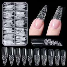 New 120pcs/Box Special Design Transparent Extension Nail Art Tips 3D Trapezium Long Full Cover Stiletto Nail Tips
