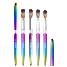 New Rainbow Gradient 30% Kolinsky Nail Brush Metal Handle Acrylic Nail Brush Carving Pen for Nail Art
