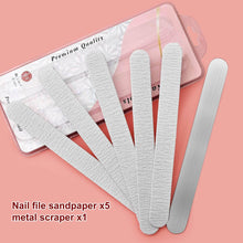 New Replaceable 5pcs Self-Adhesive Sandpaper 1pc Stainless Steel Plate Set 180 Grit Nail File Refill Kit for Nail Polishing