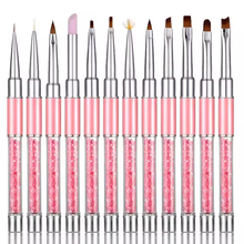 High Quality 12 Styles Pink Nylon Hair Liner Brush Nail Art Manicure Pedicure Beauty Nail Art Brush for Nail Art