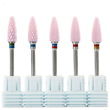 Pink Flame Ceramic Nail Drill Bits Manicure Pedicure Cuticle Remove Sanding Bit Nail Art Polishing Grinding Head