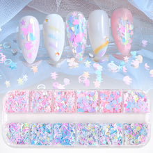 12 Grid/Box Heart Star Moon Butterfly Rabbit Nail Art Sticker Korea Style Pink Blue Decals Fashion Nail Art Decorations