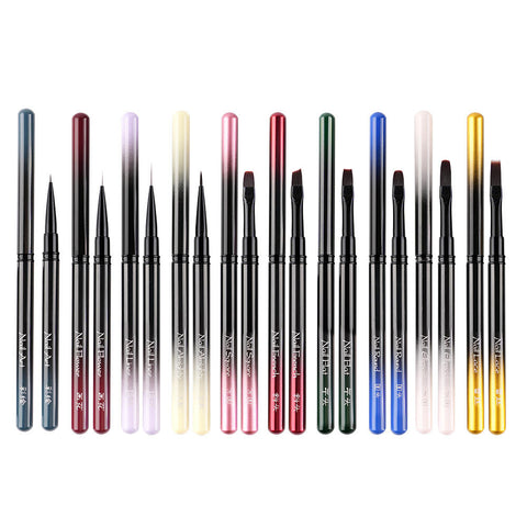New Gradient Black Nail Art Brush French Beveled Head Nail Art Liner Brush Phototherapy Pen Nylon Hair UV Gel Nail Brushes