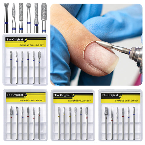 Professional Diamond Nail Drill Bit 6pcs/set Cuticle Clean Polish Nail Grinder Head Dead Skin Callus Remove Nail Drill Bit Set