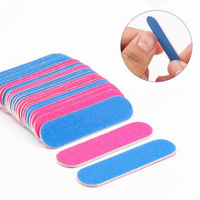 New 100pcs/bag Mini Double Side Wood Nail Files Disposable Pink Blue Thin Straight Wooden Nail File for Nail Care