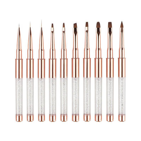 1 PC or 10pcs/set Rose Gold Light Therapy Pen Nylon Hair Nail Painting Drawing Pen Nail Art Brush