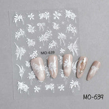 New 5D White Flower Butterfly Nail Decals Fashion DIY Reliefs Self Adhesive Decals Nail Art Stickers