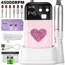 New SG718 45000RPM Rechargeable Cordless Nail Polisher Grinder USB Portable White Pink Manicure E File Nail Drill Machine