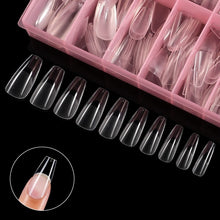 240pcs/box Semi-Matte Coffin Almond False Nail Tips Transparent Seamless Full Cover Artificial Nail Extension Tips