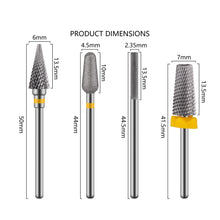 New Silver Tungsten Steel Nail Drill Bit Grinding Head Nail Polish Cuticle Remover 5 in 1 Nail Drill Bit Manicure Tool