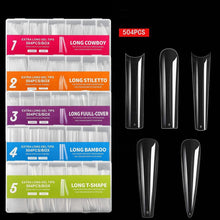 New Arrival 504Pcs/Box Super Long Cowboy Full Cover Nail Tips Transparent Press on Nail Tips XXXL T-Shape False Nail Tips