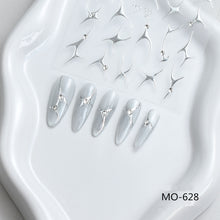 Silver Metal Liner 5D Nail Art Sticker Self Adhesive Korea Style Reliefs Decals Fashion Manicure Art Decorations with Rhinestone
