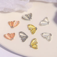 High Quality Half Side Cat's Eye Butterfly Nail Art Rhinestone Metal Nail Charms Bow Ornament 3D Nail Jewelry