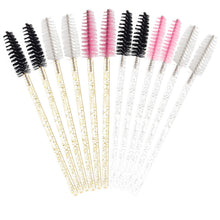 50pcs/bag Solid Crystal Handle Eyelash Extension Brush Colorful Disposable Nylon Hair Eyelash Brushes Tool