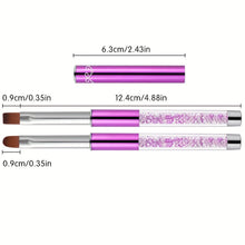Single Purple Metal Rhinestone Handle Nail Art Brush Flat Round Head Nylon Hair French Style Gel Manicure UV Gel Brush