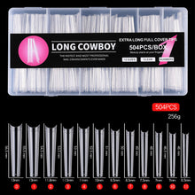 OEM 504pcs/box Extra Long Nail Tips Transparent Nature Full Cover Cowboy Stiletto Bamboo T-shaped Traceless False Nail Tips