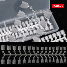 240Pcs/Box Oval Coffin French Half Cover Nail Tips Ultra-thin Acrylic Matte False Artificial Nail Tips