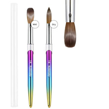 New Rainbow Gradient 30% Kolinsky Nail Brush Metal Handle Acrylic Nail Brush Carving Pen for Nail Art