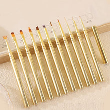 Gold Metal Handle Nylon Hair Painting Drawing Light Therapy French Nail Art Brush DIY UV Gel Painting Flower Lace Nail Art Pen