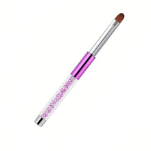 Single Purple Metal Rhinestone Handle Nail Art Brush Flat Round Head Nylon Hair French Style Gel Manicure UV Gel Brush