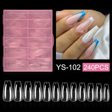 240pcs/box Semi-Matte Coffin Almond False Nail Tips Transparent Seamless Full Cover Artificial Nail Extension Tips