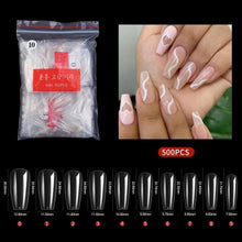 New 500PCS/BAG Flat Head Full Cover Nail Tips Transparent Natural Gel Extension Nail Tips for Nail Salon