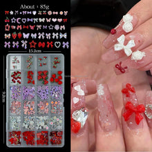 24 Grids Colorful French Bow Pearl Nail Art Charms Resin Mix Flowers Nail Accessories DIY Nail Art Rhinestones