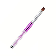 Single Purple Metal Rhinestone Handle Nail Art Brush Flat Round Head Nylon Hair French Style Gel Manicure UV Gel Brush