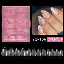 240pcs/box Semi-Matte Coffin Almond False Nail Tips Transparent Seamless Full Cover Artificial Nail Extension Tips
