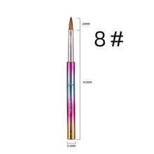 Rainbow Gradient Kolinsky Acrylic Nail Brush Metal Handle Crystal Engraving Pen Soft UV Gel Nail Brushes
