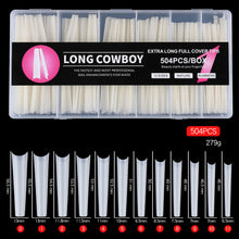 OEM 504pcs/box Extra Long Nail Tips Transparent Nature Full Cover Cowboy Stiletto Bamboo T-shaped Traceless False Nail Tips