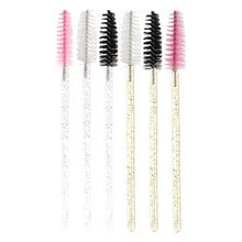 50pcs/bag Solid Crystal Handle Eyelash Extension Brush Colorful Disposable Nylon Hair Eyelash Brushes Tool