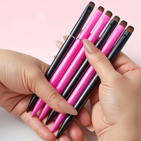 Professional Pink Black Round Head Gel Nail Brush Metal Handle UV Gel Brush for French Manicure Nail Art Manicure Tools