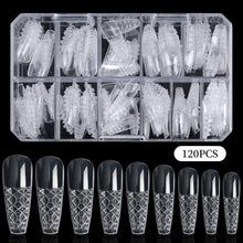 New 120pcs/Box Special Design Transparent Extension Nail Art Tips 3D Trapezium Long Full Cover Stiletto Nail Tips