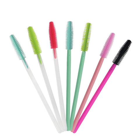 Wholesale 50pcs/bag Colorful Disposable Eyelash Brush Silicone Brush Head Portable Curling Eyelash Mascara Wands