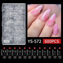 120/600pcs/box Short Square Almond French False Nail Tips Half Cover C Curve Transparent Artificial Nail Extension Tips
