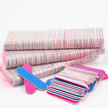 New 100pcs/bag Mini Double Side Wood Nail Files Disposable Pink Blue Thin Straight Wooden Nail File for Nail Care